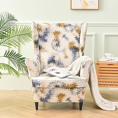 Stretch Wingback Chair Cover Wing Chair Slipcovers with Seat Cushion Cover Spandex Velvet Wingback Armchair Covers for Ikea Strandmon Chair miniinthebox