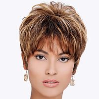 Synthetic Wig Curly Asymmetrical Short Bob Wig Short Brown Synthetic Hair Women's Fashionable Design Exquisite Fluffy Brown miniinthebox - thumbnail