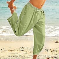 Men's Linen Pants Trousers Summer Pants Beach Pants Harem Pants Pocket Drawstring Elastic Waist Plain Comfort Breathable Daily Holiday Vacation Hawaiian Boho ArmyGreen Black Lightinthebox