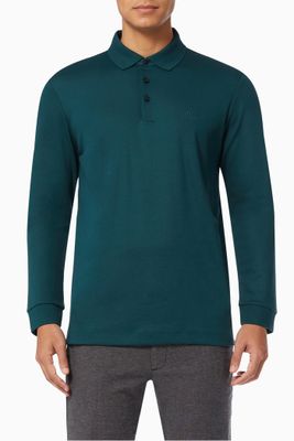 Long Sleeve Polo Shirt in Cotton Long Sleeve Polo Shirt in Cotton