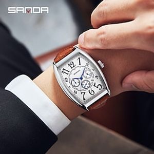 SANDA Men Quartz Watch Creative Fashion Casual Wristwatch Calendar Waterproof Decoration Leather Watch miniinthebox