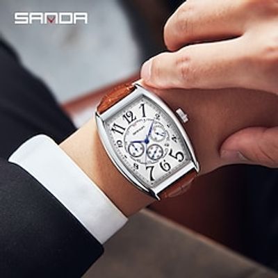 SANDA Men Quartz Watch Creative Fashion Casual Wristwatch Calendar Waterproof Decoration Leather Watch miniinthebox SANDA Men Quartz Watch Creative Fashion Casual Wristwatch Calendar Waterproof Decoration Leather Watch miniinthebox