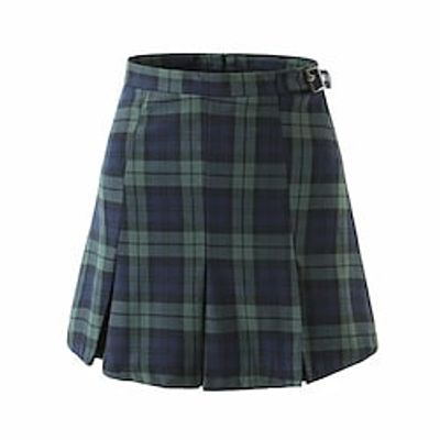 Women's Work Skirts Plaid Skirt Mini Polyester Green Skirts Winter Pleated Fashion Casual Preppy Christmas S M L miniinthebox Women's Work Skirts Plaid Skirt Mini Polyester Green Skirts Winter Pleated Fashion Casual Preppy Christmas S M L miniinthebox