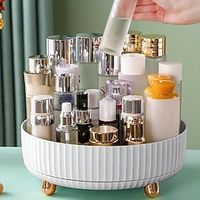 Makeup Perfume Organizer, 360 Degree Rotating Cosmetic Desk Storage, Lotions Display Case, Round Gift Tray With Large Capacity, For Your Jewelry Lightinthebox - thumbnail