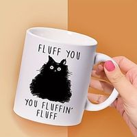 1pc Cute Black Cat Coffee Mug Ceramic Coffee Cups Fluff You Water Cups Summer Winter Drinkware Birthday Gifts Holiday Gifts Christmas Gifts New Year Gifts Valentine's Day Gifts Lightinthebox