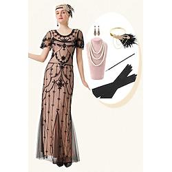 Retro Vintage Roaring 20s 1920s Flapper Dress Outfits Cocktail Dress The Great Gatsby Flapper Girl Women's Sequins Wedding Wedding Guest Party / Evening Dress Lightinthebox