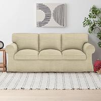 EKTORP 3-seat Sofa Cover 20% Linen Breathing Solid Color Quilted Cotton and Linen Slipcovers Lightinthebox