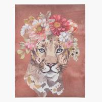 Tiger and Floral Canvas Wall Art - 60x80 cms
