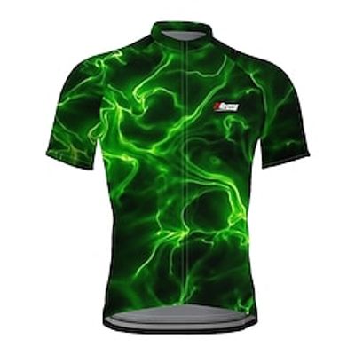 21Grams Men's Cycling Jersey Short Sleeve Bike Top with 3 Rear Pockets Mountain Bike MTB Road Bike Cycling Breathable Quick Dry Moisture Wicking Reflective Strips Green Graphic Polyester Spandex Lightinthebox
