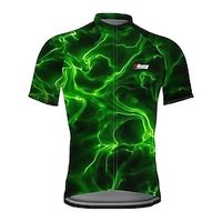 21Grams Men's Cycling Jersey Short Sleeve Bike Top with 3 Rear Pockets Mountain Bike MTB Road Bike Cycling Breathable Quick Dry Moisture Wicking Reflective Strips Green Graphic Polyester Spandex Lightinthebox - thumbnail