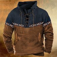 Men's Pullover Hoodie Sweatshirt Pullover Black Brown Gray Hooded Color Block Graphic Prints Lace up Print Casual Daily Sports 3D Print Basic Streetwear Designer Spring   Fall Clothing Apparel miniinthebox - thumbnail