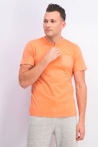 Mens Short Sleeve Henley Tee  Coral