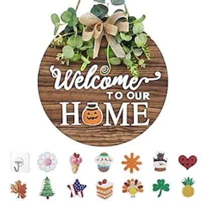 pc Wooden Plaque Interchangeable Seasonal Welcome Sign Front Door Decoration Festive Style Round Wooden Wreath Wall Hanging Outdoors Walls Porches Suitable For Spring Summer Fall Four Seasons Lightinthebox pc Wooden Plaque Interchangeable Seasonal Welcome Sign Front Door Decoration Festive Style Round Wooden Wreath Wall Hanging Outdoors Walls Porches Suitable For Spring Summer Fall Four Seasons Lightinthebox