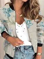 Slouchy Floral Print Zip-Up Collar Jacket