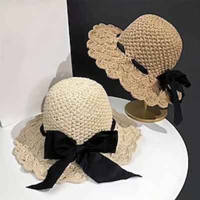 Elegant Straw Hat Trendy Ruffle Breathable Summer Sun Hats Solid Color Outdoor Travel Holiday Hats For Women Girls Lightinthebox