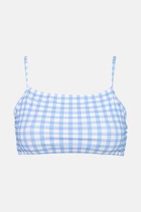 Womens Checkered Print Non Padded Sleeveless Bikini Top  Blue