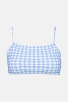 Womens Checkered Print Non Padded Sleeveless Bikini Top  Blue - thumbnail