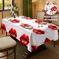 Lips Pattern Rectangular Tablecloth Water Resistance Antiwrinkle Spillproof Soft for Dining Room, Buffet Banquet Parties and Holiday Dinners Valentine's Day Lightinthebox - thumbnail
