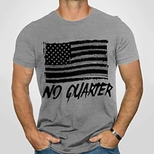 Men's Unisex T shirt 3D Print Graphic Prints National Flag Letter Crew Neck Street Daily Print Short Sleeve Tops Casual Designer Big and Tall Sports Gray Lightinthebox