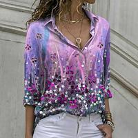 Women's Shirt Blouse Floral Daily Vacation Button Print Yellow Long Sleeve Casual Shirt Collar Spring Fall Lightinthebox