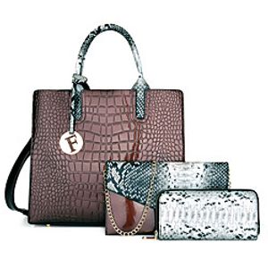 Women's Bags PU Leather Bag Set 3 Pcs Purse Set Date Office  Career 2021 Purple Black Red Brown Lightinthebox