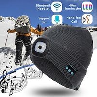 Bluetooth Beanie Hat with Lights Microphones Rechargeable Headlamp Cap Wireless Headphones Gifts for Men Women Dad Teen Lightinthebox - thumbnail