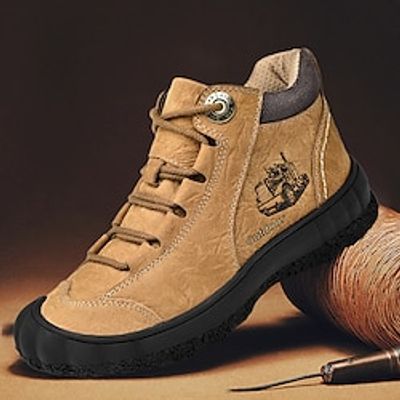 Men's Boots Dress Shoes Work Boots Hiking Walking Casual Outdoor Daily Cowhide Height Increasing Slip Resistant Mid-Calf Boots Lace-up Dark Brown Black Yellow Fall Winter Lightinthebox Men's Boots Dress Shoes Work Boots Hiking Walking Casual Outdoor Daily Cowhide Height Increasing Slip Resistant Mid-Calf Boots Lace-up Dark Brown Black Yellow Fall Winter Lightinthebox