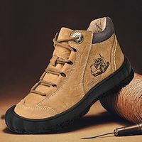 Men's Boots Dress Shoes Work Boots Hiking Walking Casual Outdoor Daily Cowhide Height Increasing Slip Resistant Mid-Calf Boots Lace-up Dark Brown Black Yellow Fall Winter Lightinthebox - thumbnail