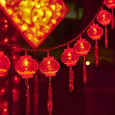 1pc Tassel Red Lantern String 1.5m/4.9ft Chinese Style New Year Decoration Courtyard Decoration Mall Decoration miniinthebox