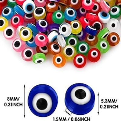 100 Pieces Evil Eye Beads 8mm Resin Evil Eye Beads Flat Round Evil Eye Charms Beads for Bracelets Jewelry Making miniinthebox