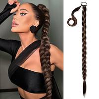 Long Braided Ponytail Extension with Hair Tie Dark Brown Straight Wrap Around Hair Extensions Ponytail Natural Soft Synthetic Hair Piece for Women Daily Wear 32 Inch Lightinthebox