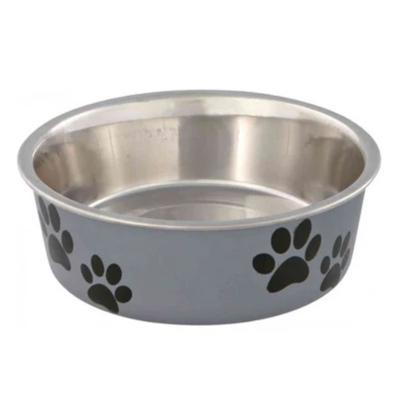 Trixie Stainless Steel With Plastic Coating Bowl Grey 2.2L Trixie Stainless Steel With Plastic Coating Bowl Grey 2.2L