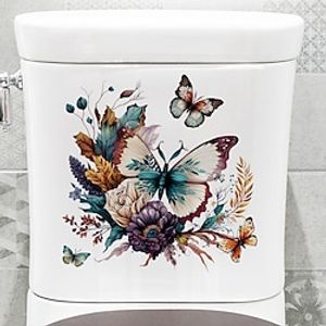 Butterfly Flowers Wall Stickers, Bathroom Toilet Stickers, Room Decor, Restroom Removable Stickers, Self-adhesive Decal Stickers miniinthebox