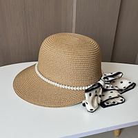 Hats Headwear Acrylic / Cotton Straw Bucket Hat Straw Hat Sun Hat Casual Holiday Elegant Vintage With Faux Pearl Ribbons Headpiece Headwear Lightinthebox - thumbnail