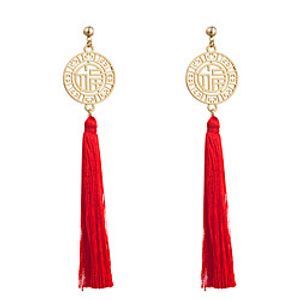 Women's Drop Earrings Tassel Fringe Weave Folk Style Sweet Earrings Jewelry Red For Wedding Festival 1 Pair Lightinthebox