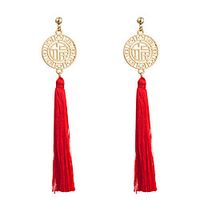 Women's Drop Earrings Tassel Fringe Weave Folk Style Sweet Earrings Jewelry Red For Wedding Festival 1 Pair Lightinthebox - thumbnail