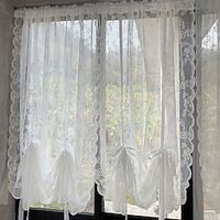 Sheer Curtains White Lace Window Curtains Farmhouse For Living Room Bedroom,Voile Curtain Outdoor Vintage French Embroidered Curtain Drapes 1 Panel miniinthebox - thumbnail