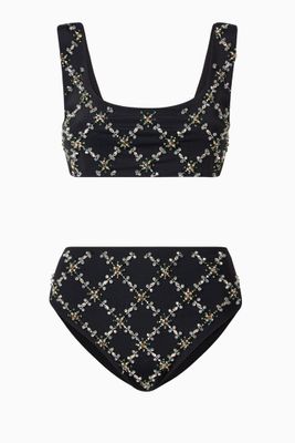 Mary Francis Bikini Set in Sustainable Lycra & Swarovski Crystals