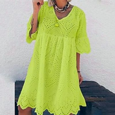 Women's Shift Dress Short Mini Dress Green Pink Half Sleeve Pure Color Hollow Out Lace Spring Summer V Neck Casual 2022 S M L XL XXL 3XL 4XL 5XL Lightinthebox Women's Shift Dress Short Mini Dress Green Pink Half Sleeve Pure Color Hollow Out Lace Spring Summer V Neck Casual 2022 S M L XL XXL 3XL 4XL 5XL Lightinthebox