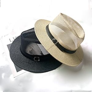 1pcs Breathable Mesh Men Top Hat British Style Jazz Hat Outdoor Straw Hat Men Summer Seaside Beach Sunscreen Hat Men Sun Hat Lightinthebox