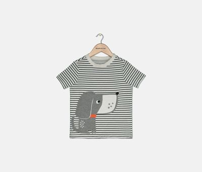 Toddler Boys Striped Dog-Print T-Shirt Snow Owl Heather Toddler Boys Striped Dog-Print T-Shirt Snow Owl Heather