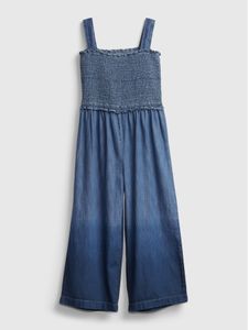Kids Dip-Dye Smocked Denim Jumpsuit