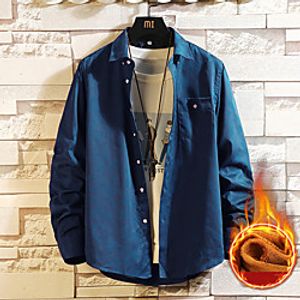Men's Shirt non-printing Plain Solid Color Long Sleeve Casual Tops Formal Soft Breathable Blue-Green Blue White miniinthebox