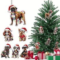 Christmas Dog Tree Decoration, Birthday Parties Xmas Ornament, Adds A Spooky Touch To Your Car Rearview Mirror And Christmas Tree Decorations Keychain Bag Decorate Pendant miniinthebox - thumbnail