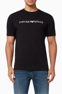 EA Macro Logo T-shirt in Cotton Jersey