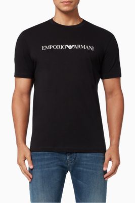 EA Macro Logo T-shirt in Cotton Jersey