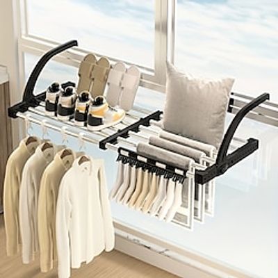 1pc Stainless Steel Shelf, Drying Shoe Rack, Folding Towel Drying Bracket, Window Balcony Laundry Towel Clothes Diaper Drying Shelving, Home Supplies Lightinthebox