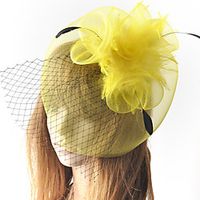 Elegant  Luxurious Retro Tulle Fascinators with Feather / Floral 1 Piece Special Occasion / Party / Evening Headpiece miniinthebox - thumbnail