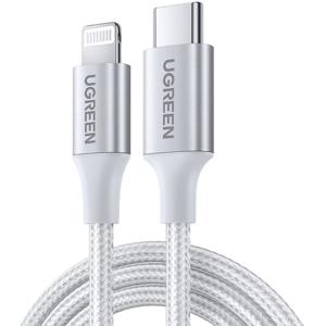 UGREEN USB-C to Lightning MFI Cable Alu Case with Nylon Braided 3A PD Fast Charging 2m SIL