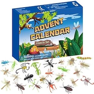 Advent Calendar 2023, Christmas Countdown Advent Calendar 24 Pieces Insect Toys, Christmas Decorations Xmas Party Favour Christmas Calendar Gifts for Boys Girls Toddlers miniinthebox